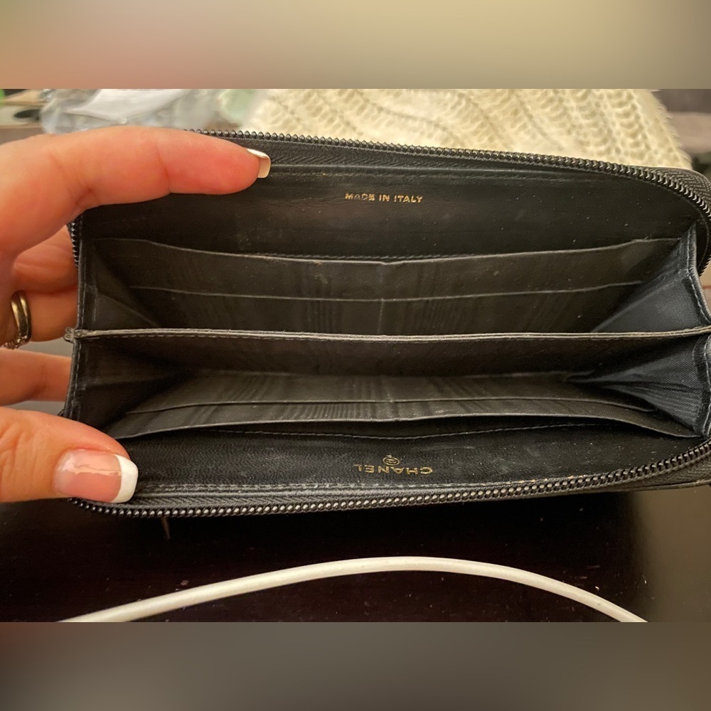 Chanel Black Caviar Leather long zippered wallet with Certificate of Authenticit - Picture 9 of 11
